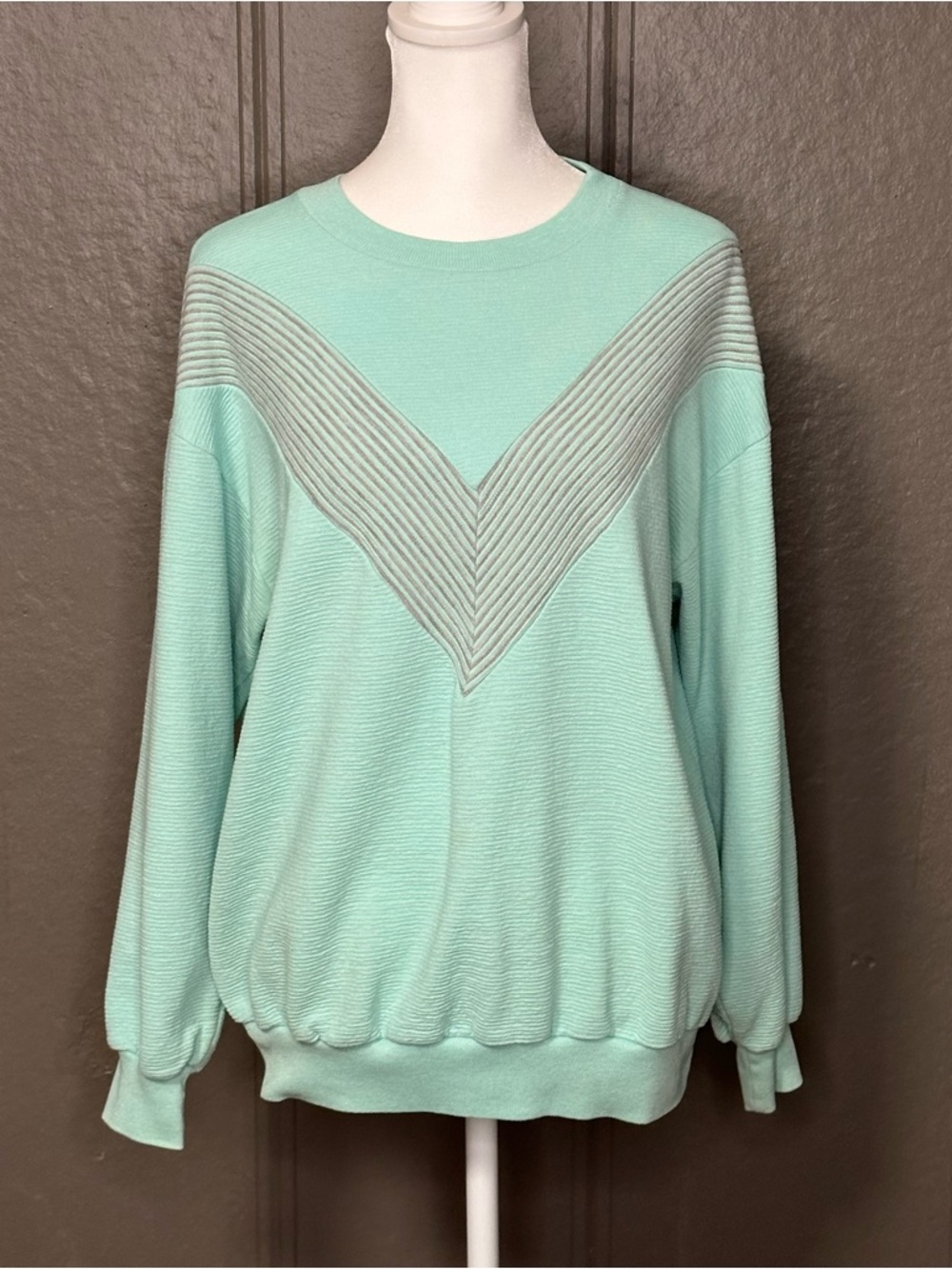 Vintage Ribbed Sea Foam Green Pullover